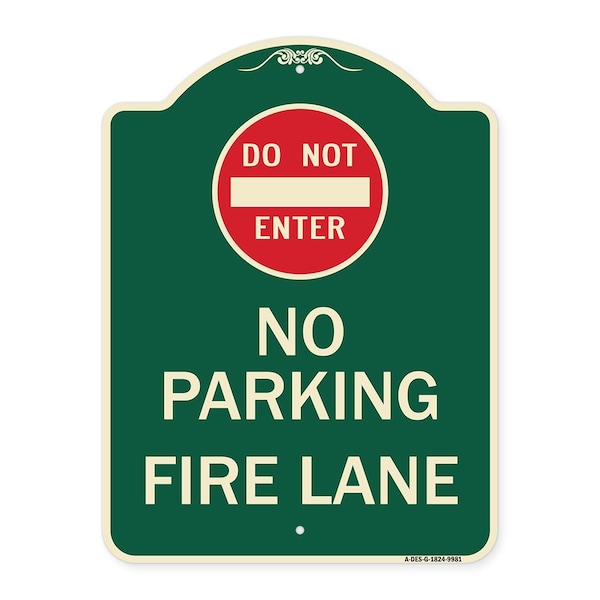 Signmission Designer Series-Do Not Enter No Parking Fire Lane With Graphic, 24" x 18", G-1824-9981 A-DES-G-1824-9981 - main